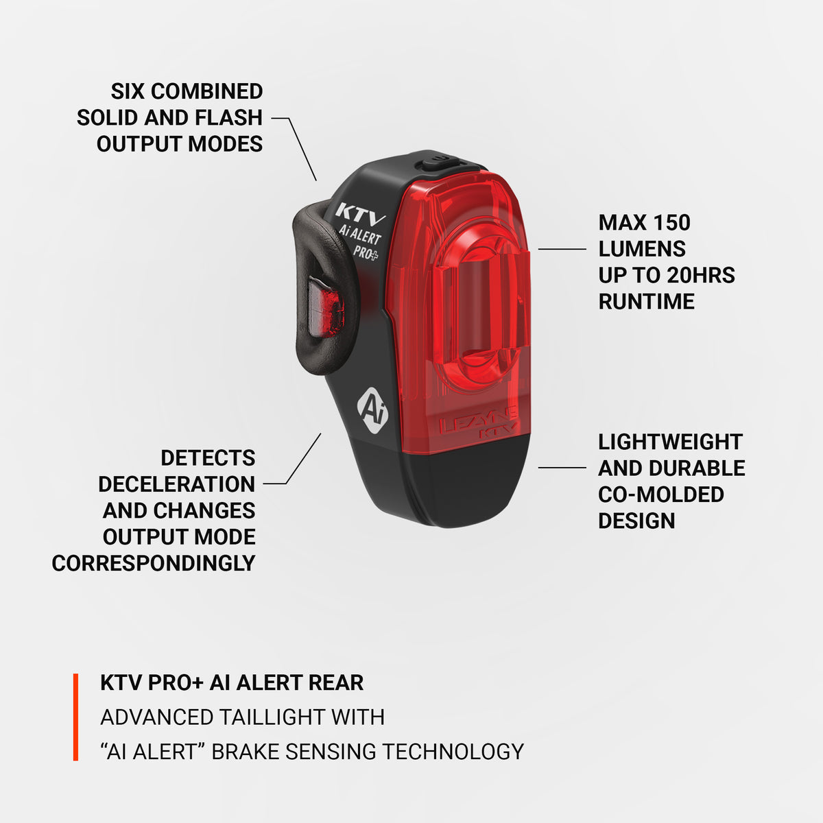 Lezyne KTV AI Alert Rear Light - 150lm