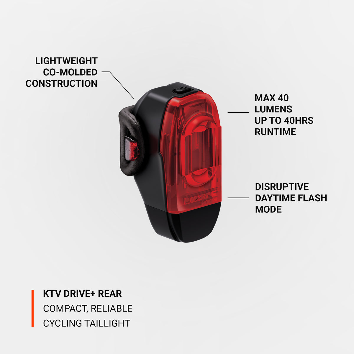 Lezyne KTV Drive+ Rear Light - 40 lm