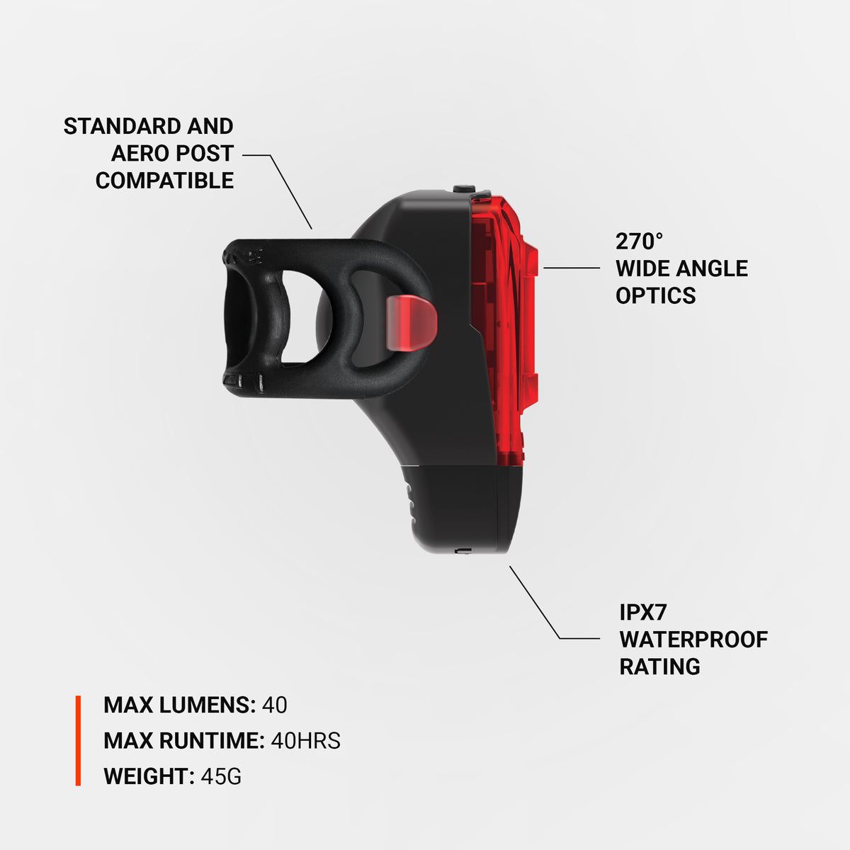 Lezyne KTV Drive+ Rear Light - 40 lm